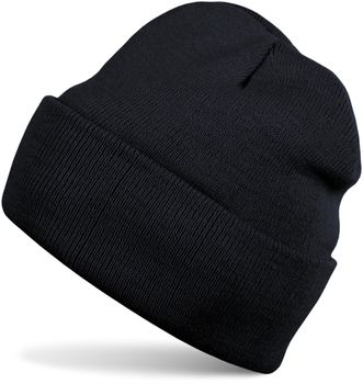 styleBREAKER Kinder Beanie Strickmütze mit breiter Krempe, Feinstrick Mütze doppelt gestrickt, Kindermütze 2-5 Jahre 04024030