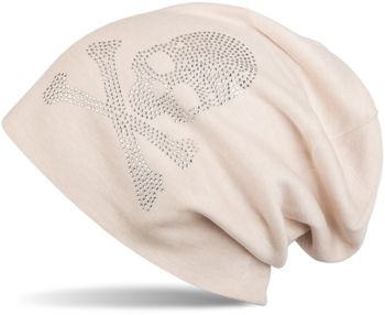 styleBREAKER klassische Beanie Mütze mit Totenkopf Strass Applikation, Unisex 04024034