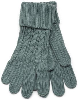 styleBREAKER Schal, Mütze und Handschuh Set, Zopfmuster Strickschal mit Bommelmütze und Handschuhe, Damen 01018208