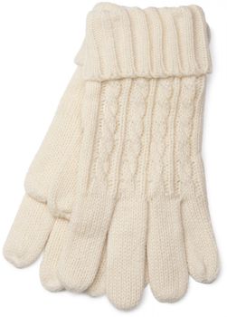 styleBREAKER Schal, Mütze und Handschuh Set, Zopfmuster Strickschal mit Bommelmütze und Handschuhe, Damen 01018208