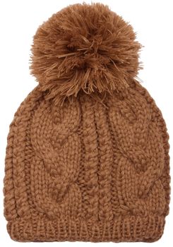 styleBREAKER Schal, Mütze und Handschuh Set, Zopfmuster Strickschal mit Bommelmütze und Handschuhe, Damen 01018208