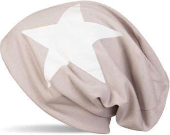 styleBREAKER Unisex Stoff Beanie Mütze mit Stern Print, Stretch Slouch Longbeanie 04024038