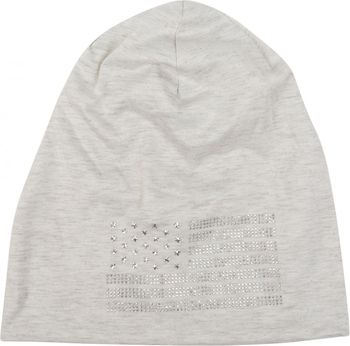 styleBREAKER Beanie Mütze USA Flaggen Design mit Strass-Applikationen, Unisex, Jersey leicht Übergang Frühling Herbst