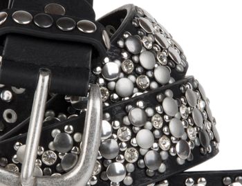 styleBREAKER edler Nietengürtel im Vintage Design, Nieten und Strass, kürzbar, Damen 03010052