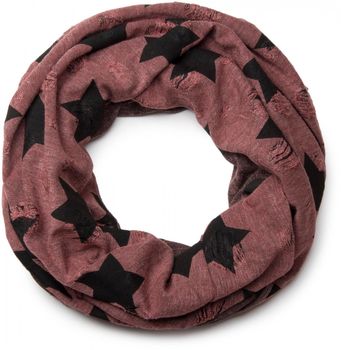 styleBREAKER Loop Schal mit Sterne und Punkte Muster, Vintage Look, Wendeschal, Schlauchschal, Unisex 01018080