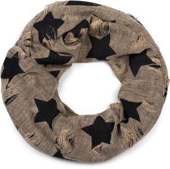 styleBREAKER Loop Schal mit Sterne und Punkte Muster, Vintage Look, Wendeschal, Schlauchschal, Unisex 01018080