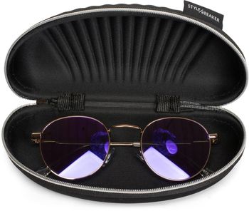 styleBREAKER Brillenetui 16,5 x 7 x 6,5 cm mit Reißverschluss und Microfaser Putztuch | Sonnenbrillen Softcase stoßfest | Brillenbox für sichere Aufbewahrung