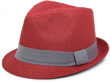 styleBREAKER Trilby Hut, leichter Papierhut mit kontrastfarbigem Zierband, Unisex 04025002