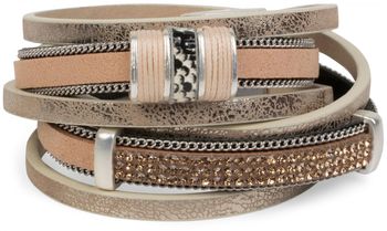 styleBREAKER Vintage Wickelarmband mit Strass, Gliederkette und Magnetverschluss, 3-Reihig, Armband, Damen 05040024