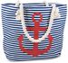 styleBREAKER gestreifte Strandtasche mit Anker Print | maritimer Shopper mit Kordelgriffen | Badetasche groß 46 x 34 x 12 cm