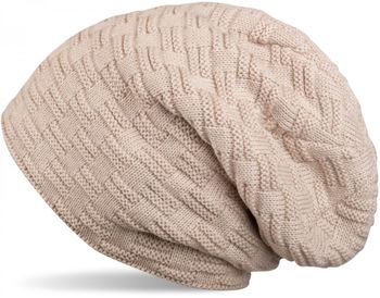 styleBREAKER Feinstrick Longbeanie Mütze mit Flecht Muster und warmem Fleece Innenfutter | Winter Strickmütze Unisex elastisch weich bequem warm