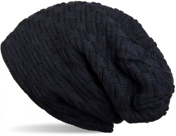 styleBREAKER Feinstrick Longbeanie Mütze mit Flecht Muster und warmem Fleece Innenfutter | Winter Strickmütze Unisex elastisch weich bequem warm