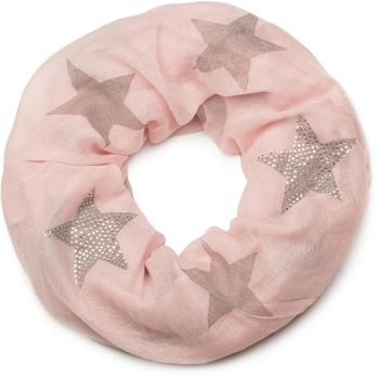 styleBREAKER Loop Schal mit Sterne Muster und edler Strass Applikation, Schlauchschal, Tuch, Damen 01018086