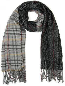 styleBREAKER breiter XXL Schal mit Fransen im Day and Night Design mit schottischem Tartan Plaid Muster, Unisex 01018138