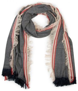 styleBREAKER breiter XXL Schal, rundherum mit kurzen Fransen, Streifen Muster und Kontrast Streifen, Unisex 01018140