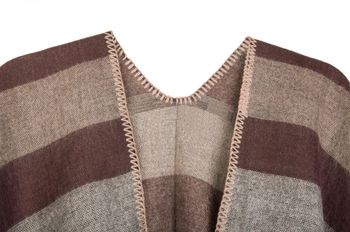 styleBREAKER Poncho mit Streifen Muster, Überwurf Cape, Wendeponcho, Damen 08010009