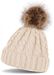 styleBREAKER Zopfmuster Bommelmütze, Strickmütze mit Fellbommel, Winter Beanie Mütze, Unisex 04024064