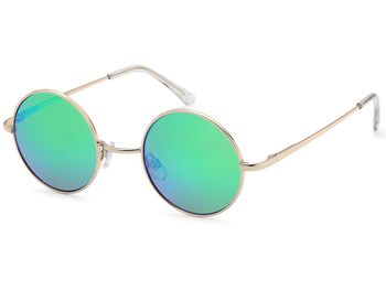 styleBREAKER Unisex Sonnenbrille Klein Rund | Retro Hippie Style mit Federscharnier | UV400 Metall Rahmen extra schmal für zierliche Gesichter | Inkl. Etui & Putztuch