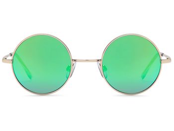styleBREAKER Unisex Sonnenbrille Klein Rund | Retro Hippie Style mit Federscharnier | UV400 Metall Rahmen extra schmal für zierliche Gesichter | Inkl. Etui & Putztuch