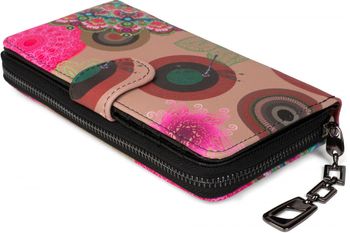 styleBREAKER Damen Geldbörse mit buntem Blumen Blüten Mandala Muster, Ethno Style, Reißverschluss, Portemonnaie 02040040
