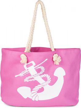 styleBREAKER XXL Strandtasche mit Anker Print | maritimer Look in Flechtoptik | Shopper Badetasche 57 x 33 x 32 cm