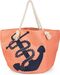 styleBREAKER XXL Strandtasche mit Anker Print | maritimer Look in Flechtoptik | Shopper Badetasche 57 x 33 x 32 cm