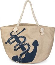 Flechtoptik Strandtasche mit Anker Print