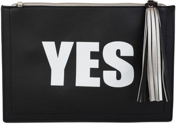 styleBREAKER Clutch mit YES und NO Print, Quasten Anhänger am Reißverschluss, Armschlaufe und Umhängegurt, Damen 02012078
