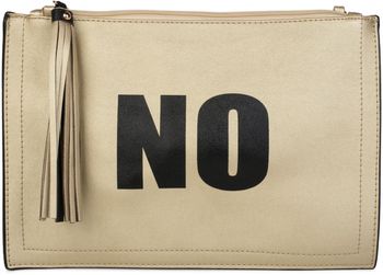 styleBREAKER Clutch mit YES und NO Print, Quasten Anhänger am Reißverschluss, Armschlaufe und Umhängegurt, Damen 02012078