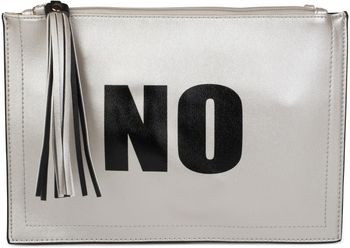 styleBREAKER Clutch mit YES und NO Print, Quasten Anhänger am Reißverschluss, Armschlaufe und Umhängegurt, Damen 02012078