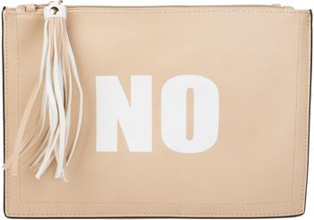 styleBREAKER Clutch mit YES und NO Print, Quasten Anhänger am Reißverschluss, Armschlaufe und Umhängegurt, Damen 02012078