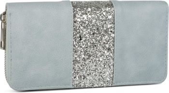 styleBREAKER Geldbörse mit umlaufendem Pailletten Streifen, Reißverschluss, Portemonnaie, Damen 02040056