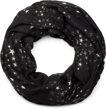 styleBREAKER Damen Loop Schal mit Metallic Sterne Print | Glitzer Schlauchschal ca. 89 x 75 cm | Leichter Rundschal für Frühjahr & Herbst