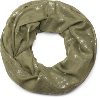 styleBREAKER Damen Loop Schal mit Metallic Sterne Print | Glitzer Schlauchschal ca. 89 x 75 cm | Leichter Rundschal für Frühjahr & Herbst