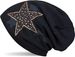 styleBREAKER warme Feinstrick Beanie Mütze mit All Over Stern Muster, Strass Stern und sehr weichem Fleece Innenfutter, Unisex 04024084