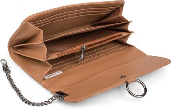 styleBREAKER Damen Geldbörse mit Ring und Kette – Weiches Portemonnaie mit Karabinerhaken und Druckknopfverschluss 02040066