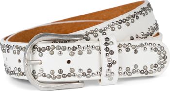 styleBREAKER Nietengürtel Unisex mit kleinen mehrfarbigen Nieten | Vintage Gürtel aus Rindsleder mit farbgebender Polyurethan-Beschichtung | kürzbar & verstellbar