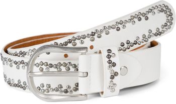 styleBREAKER Nietengürtel Unisex mit kleinen mehrfarbigen Nieten | Vintage Gürtel aus Rindsleder mit farbgebender Polyurethan-Beschichtung | kürzbar & verstellbar