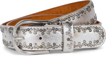 styleBREAKER Nietengürtel Unisex mit kleinen mehrfarbigen Nieten | Vintage Gürtel aus Rindsleder mit farbgebender Polyurethan-Beschichtung | kürzbar & verstellbar