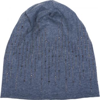 styleBREAKER Damen Beanie Mütze mit Strass Nieten im edlen Streifen Design, Slouch Longbeanie, Stoffmütze Einfarbig 04024086