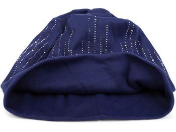 styleBREAKER Damen Beanie Mütze mit Strass Nieten im edlen Streifen Design, Slouch Longbeanie, Stoffmütze Einfarbig 04024086