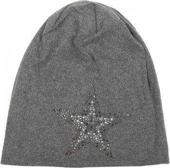 styleBREAKER Damen Slouch Beanie Mütze mit Strass Stern | Glitzer Longbeanie aus weicher Viskose | One Size für Erwachsene