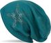 styleBREAKER Damen Slouch Beanie Mütze mit Strass Stern | Glitzer Longbeanie aus weicher Viskose | One Size für Erwachsene