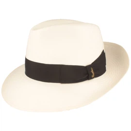 Borsalino klassischer Bogart Panama Strohhut breite Krempe in weiß Borsalino klassischer Bogart Panama Strohhut breite Krempe in weiß