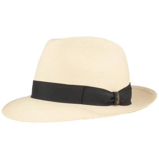 Borsalino hochwertiger handgeflochtener Panama Strohhut Quito  in schwarz