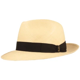Borsalino hochwertiger handgeflochtener Panama Strohhut Quito in schwarz Borsalino hochwertiger handgeflochtener Panama Strohhut Quito in schwarz