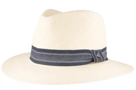 Breiter Panamahut Streifen-Band & UV-Schutz 50 von Hut-Breiter in beige Breiter Panamahut Streifen-Band & UV-Schutz 50 von Hut-Breiter in beige
