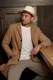 Extra breiter Panama Hut mit Leder-Garnitur von Hut-Breiter in beige