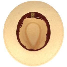 Extra breiter Panama Hut mit Leder-Garnitur von Hut-Breiter in beige Extra breiter Panama Hut mit Leder-Garnitur von Hut-Breiter in beige