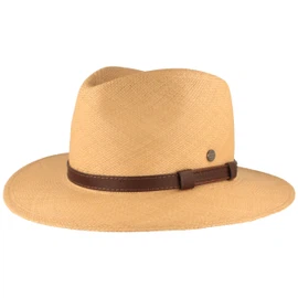 Extra breiter Panama Hut mit Leder-Garnitur von Hut-Breiter in beige Extra breiter Panama Hut mit Leder-Garnitur von Hut-Breiter in beige